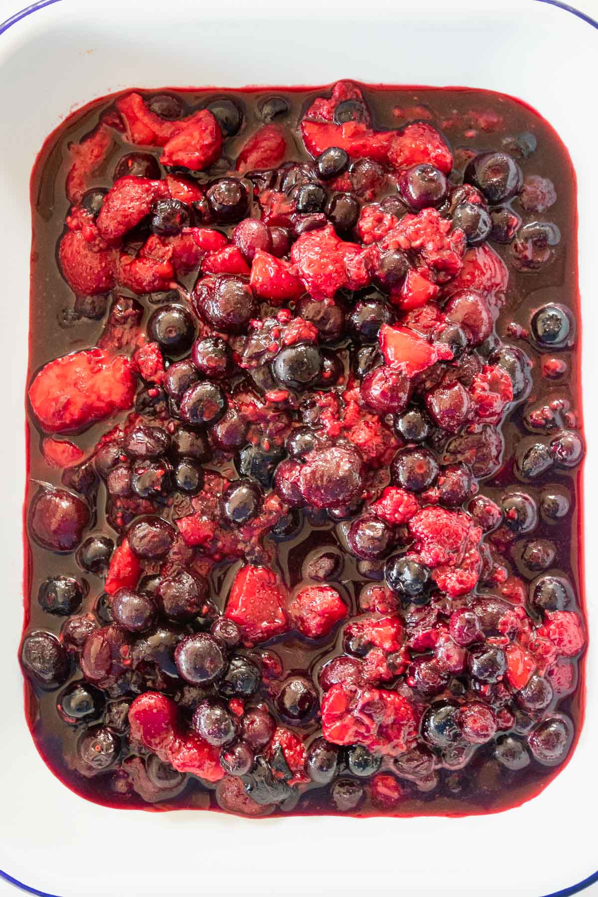 oven dish of mixed berries