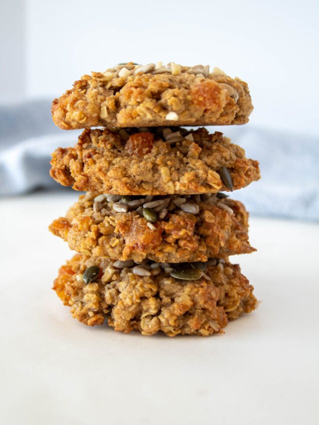 a stack of 4 sugar free oatmeal cookies