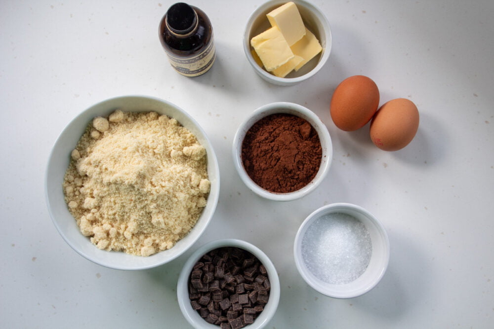 ingredients for almond chocolate cookies