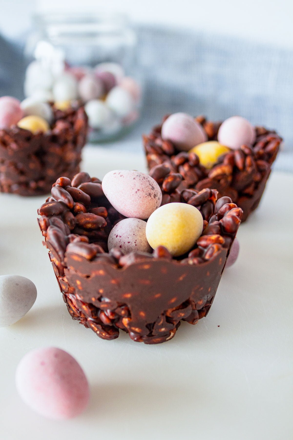 low carb rice krispie nests for easter with mini eggs