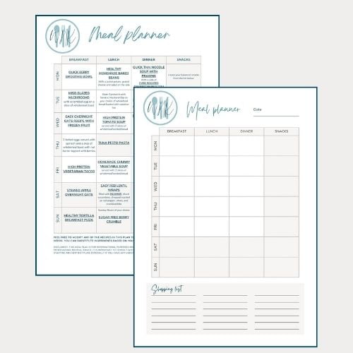 images of the 7 day meal plan and template