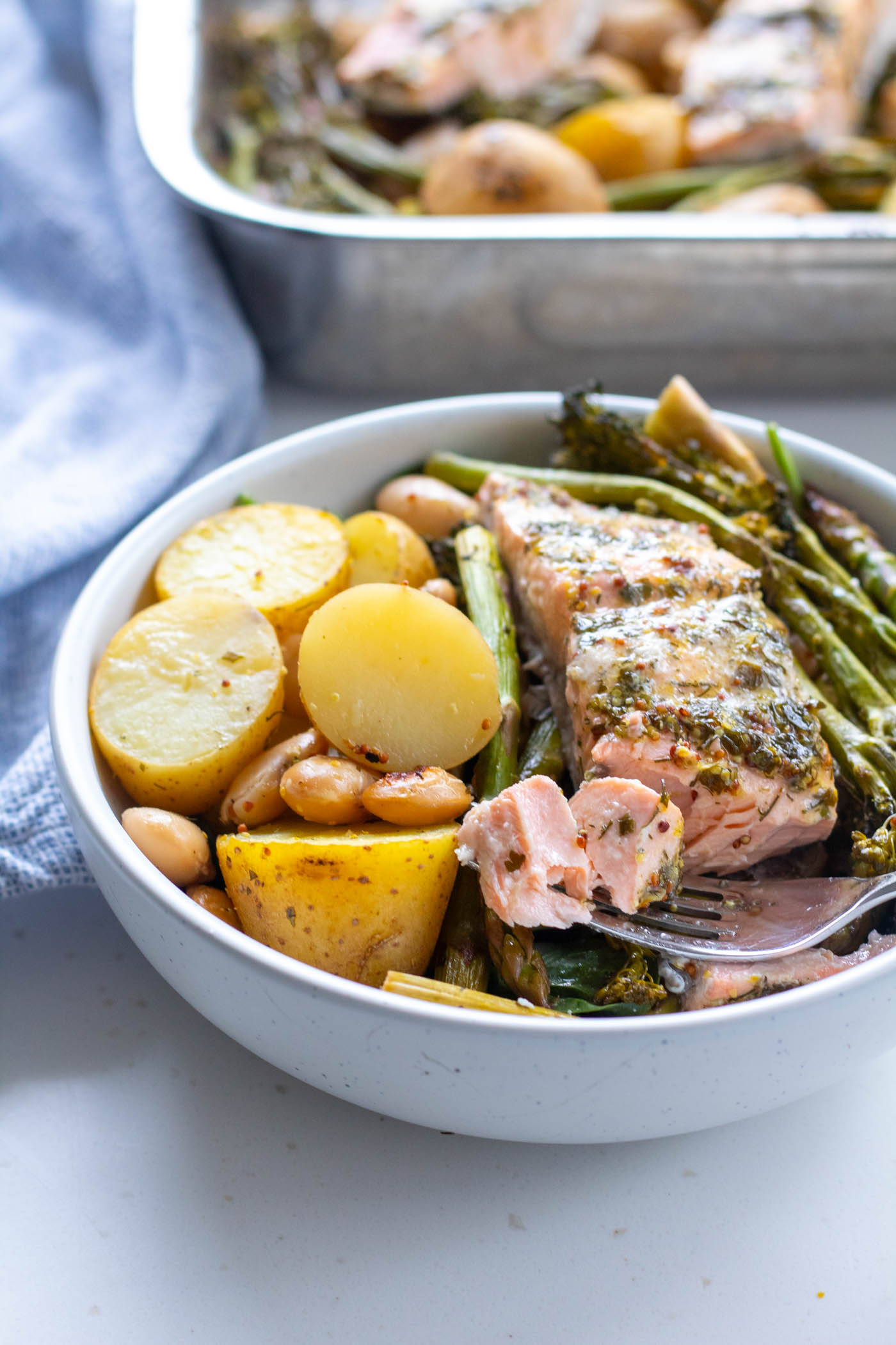 Easy Salmon Broccoli and Potatoes with Spring Asparagus