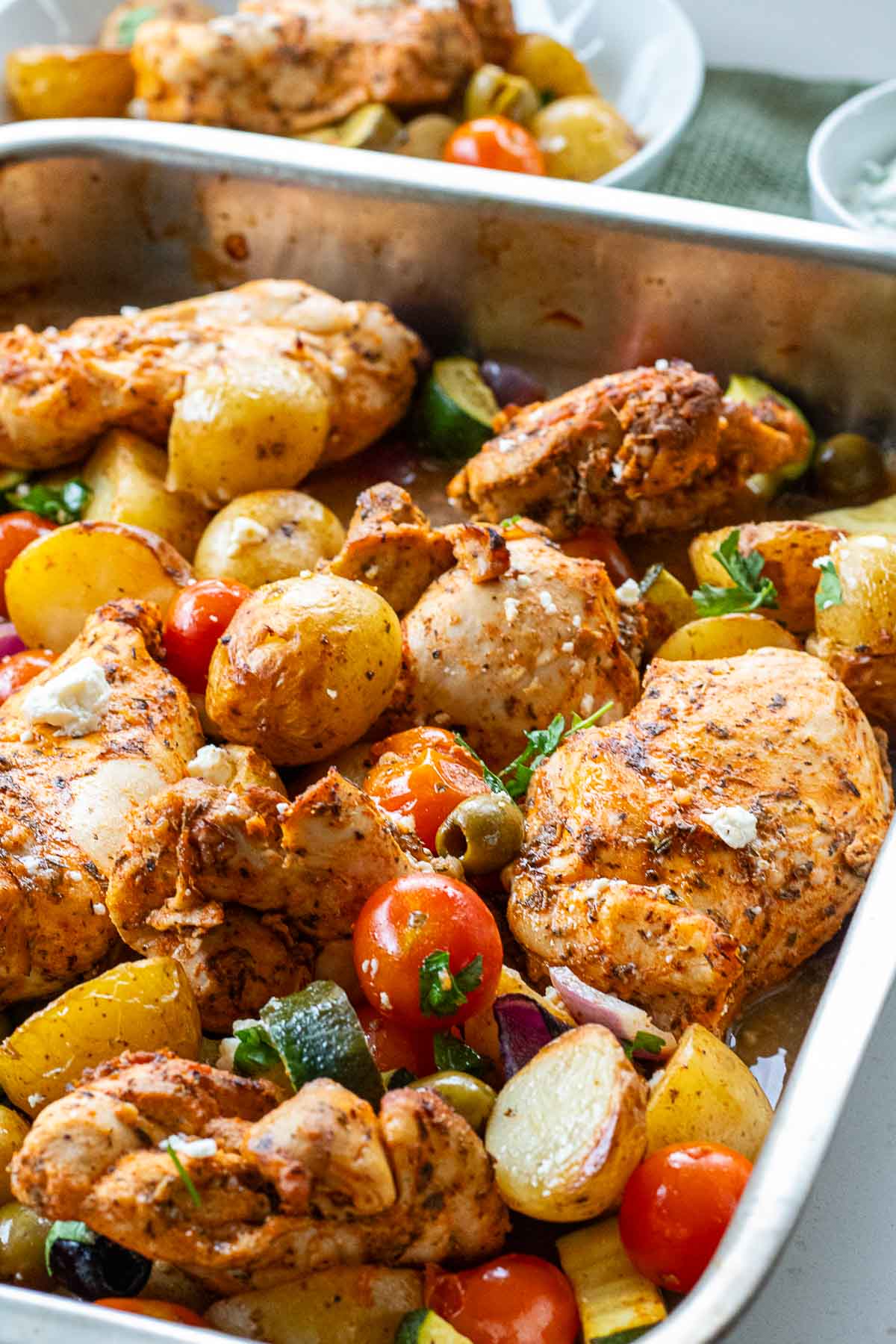 Greek Chicken Tray Bake with New Potatoes